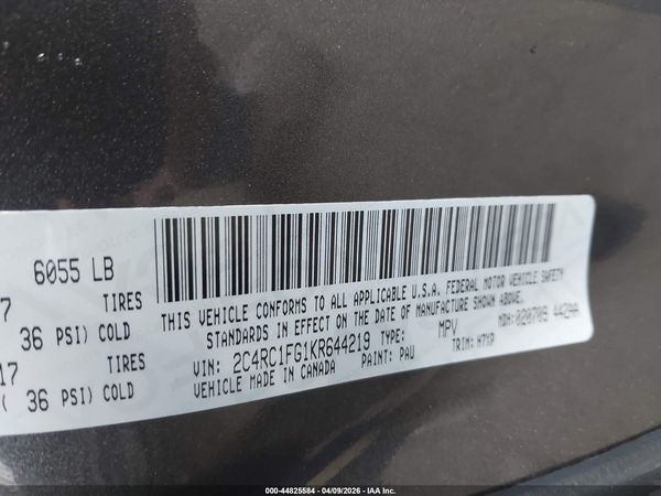 2019 CHRYSLER PACIFICA TOURING PLUS — I9