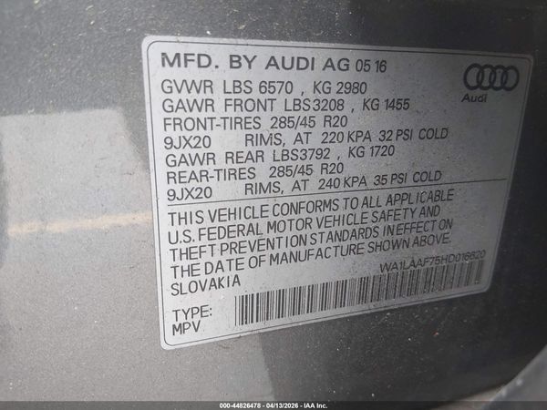 2017 AUDI Q7 3.0T PREMIUM