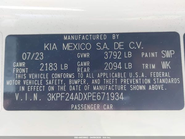 2023 KIA FORTE LXS
