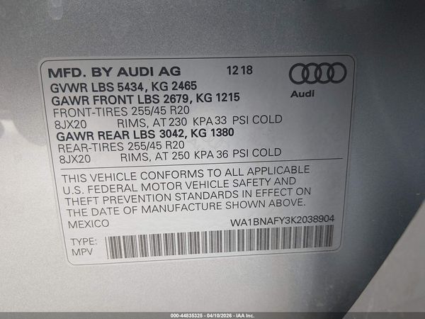 2019 AUDI Q5 45 PREMIUM