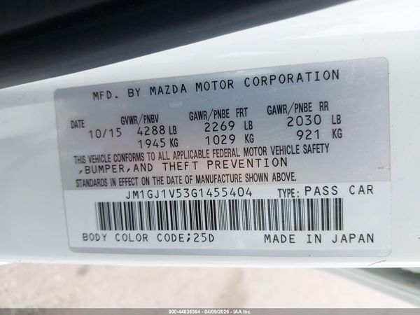 2016 MAZDA MAZDA6 I TOURING