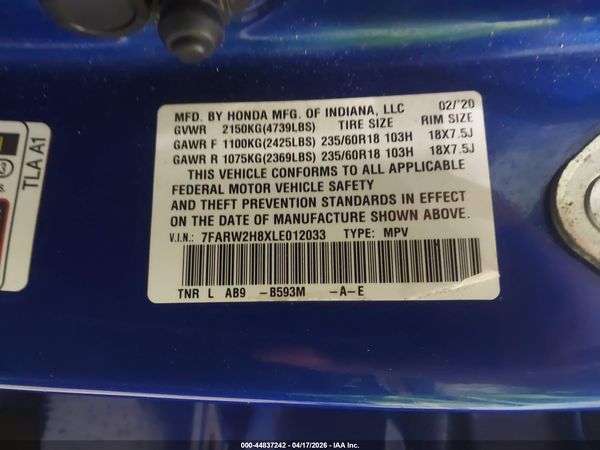 2020 HONDA CR-V AWD EX-L