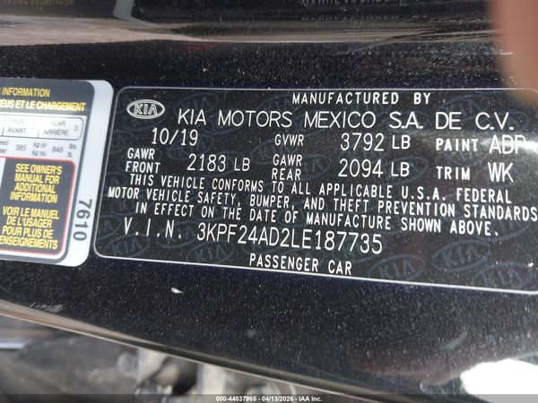 2020 KIA FORTE LXS