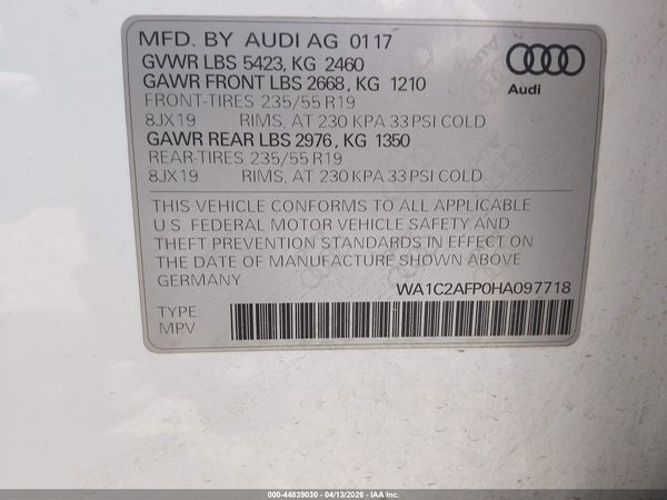 2017 AUDI Q5 2.0T PREMIUM