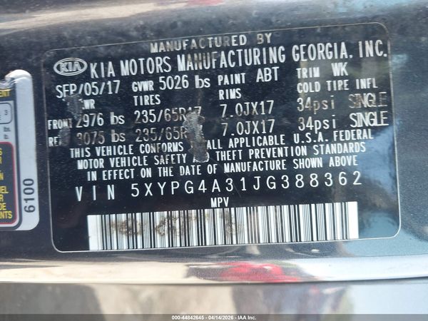 2018 KIA SORENTO 2.4L LX