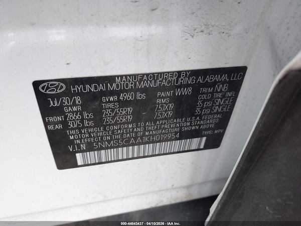 2019 HYUNDAI SANTA FE LIMITED 2.0T