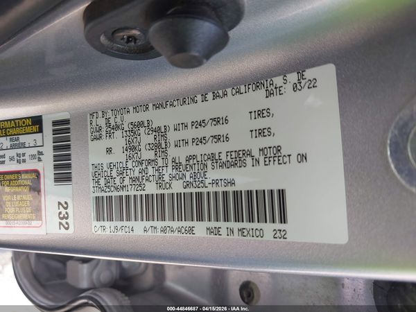 2022 TOYOTA TACOMA SR5 V6