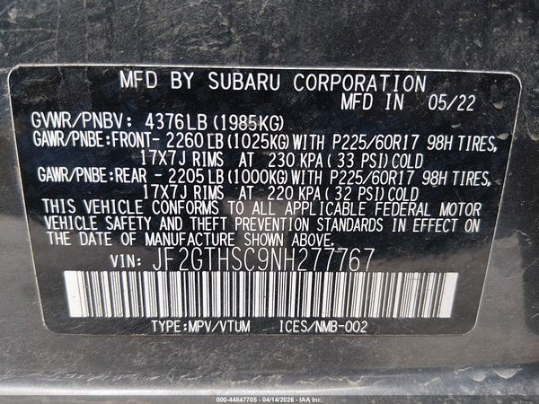 2022 SUBARU CROSSTREK SPORT