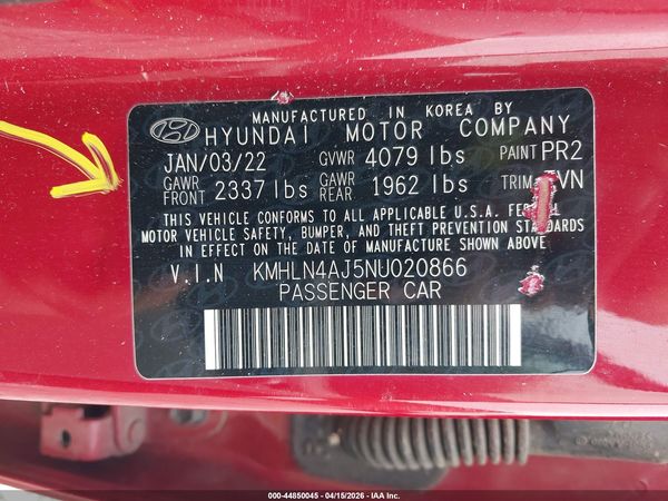 2022 HYUNDAI ELANTRA HYBRID LIMITED