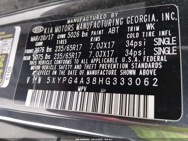 2017 KIA SORENTO 2.4L LX