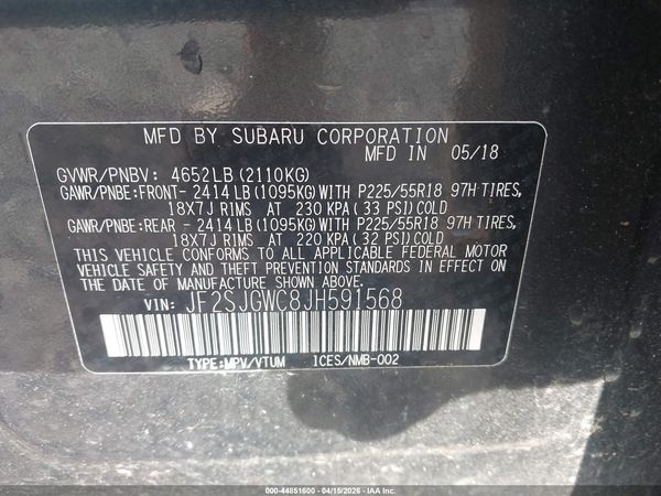 2018 SUBARU FORESTER 2.0XT TOURING