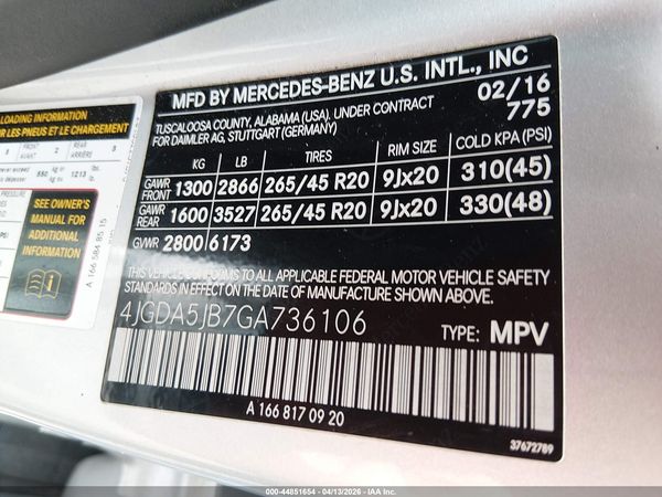 2016 MERCEDES-BENZ GLE 350 GLE350