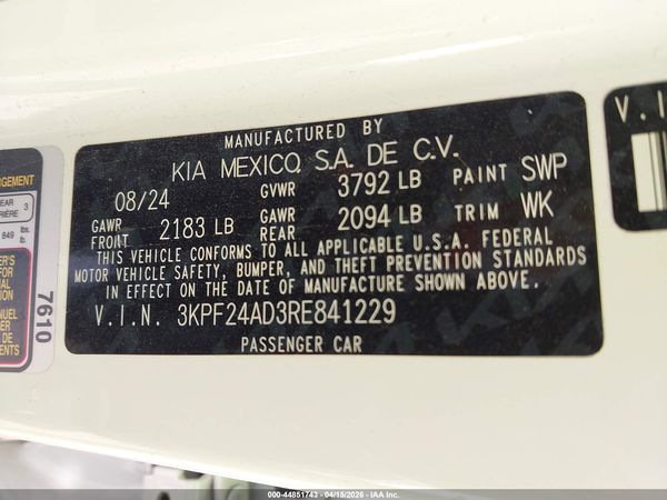 2024 KIA FORTE LXS