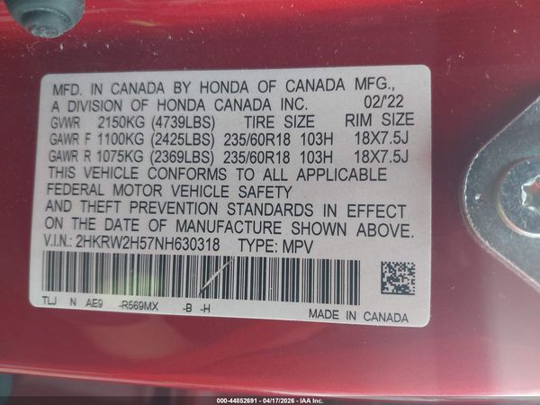 2022 HONDA CR-V AWD EX