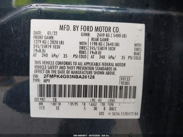 2022 FORD EDGE SE — I9