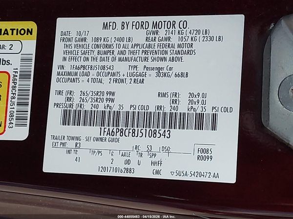 2018 FORD MUSTANG GT PREMIUM