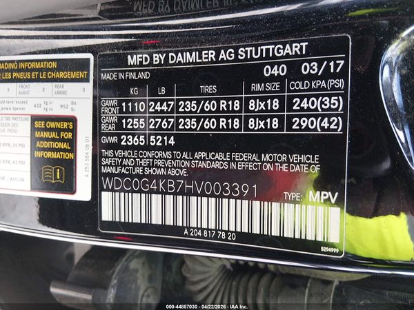 2017 MERCEDES-BENZ GLC 300 4MATIC