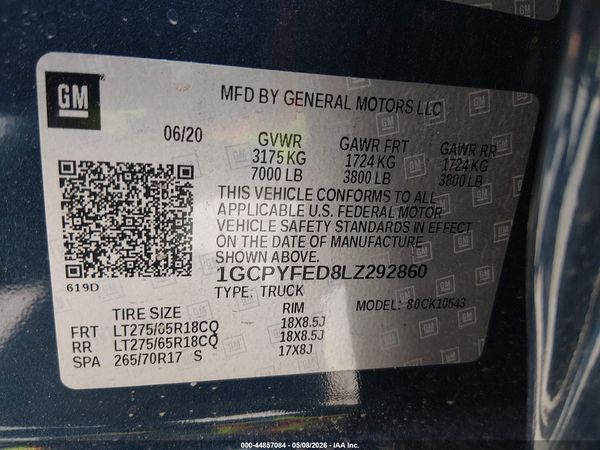 2020 CHEVROLET SILVERADO 1500 — I9