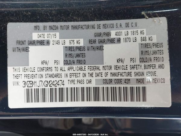 2016 MAZDA MAZDA3 I SPORT