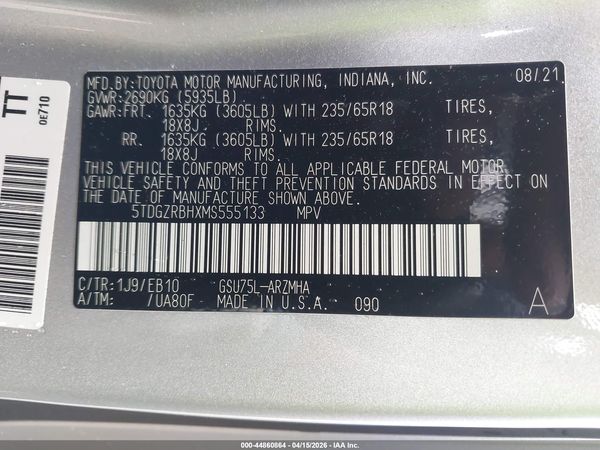 2021 TOYOTA HIGHLANDER XLE