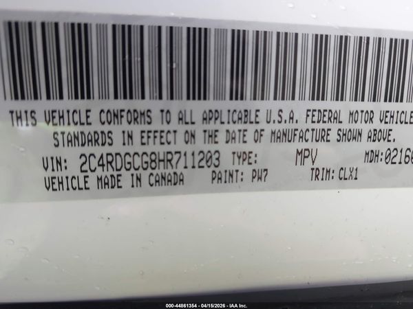 2017 DODGE GRAND CARAVAN SXT — I9