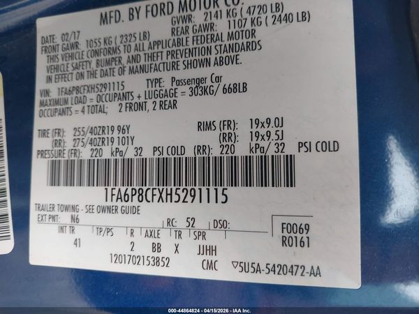 2017 FORD MUSTANG GT PREMIUM