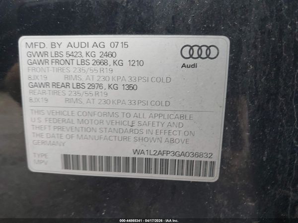 2016 AUDI Q5 2.0T PREMIUM