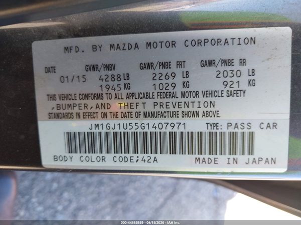 2016 MAZDA MAZDA6 I SPORT
