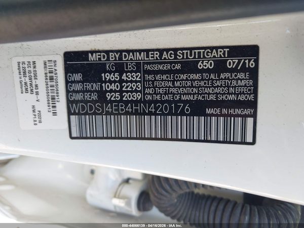 2017 MERCEDES-BENZ CLA 250 CLA250