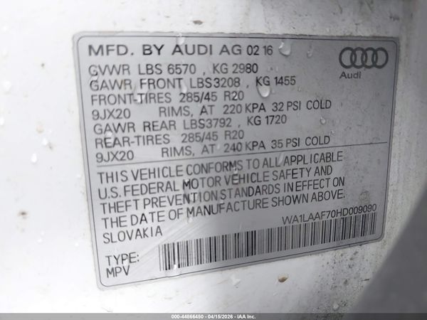 2017 AUDI Q7 3.0T PREMIUM