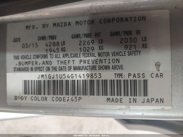 2016 MAZDA MAZDA6 I SPORT