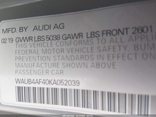 2019 AUDI S4 3.0T PREMIUM
