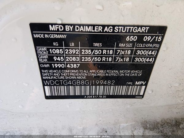 2016 MERCEDES-BENZ GLA 250 4MATIC