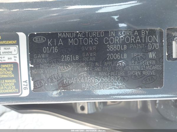 2016 KIA FORTE LX