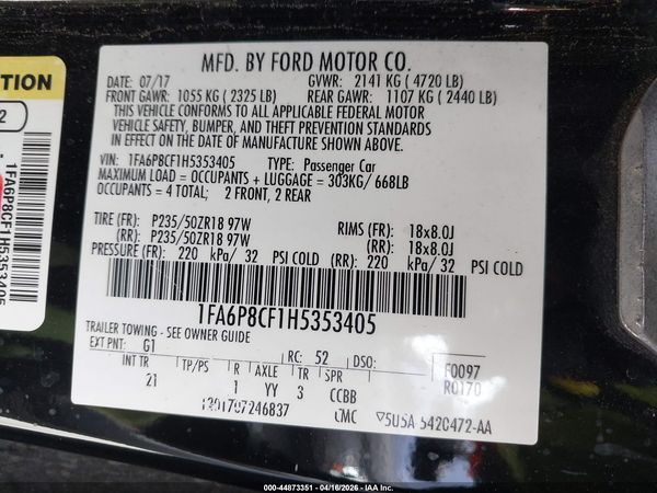 2017 FORD MUSTANG GT