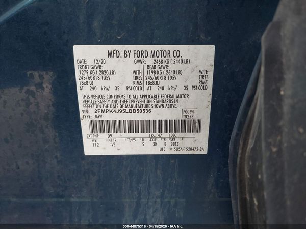 2020 FORD EDGE SEL — I9