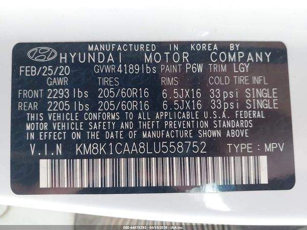 2020 HYUNDAI KONA SE