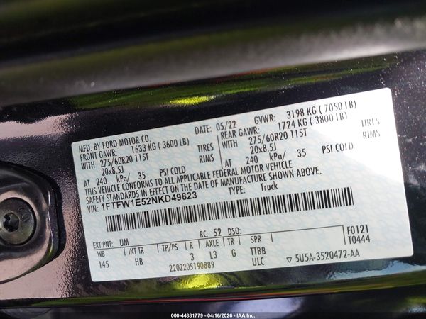 2022 FORD F-150 LARIAT