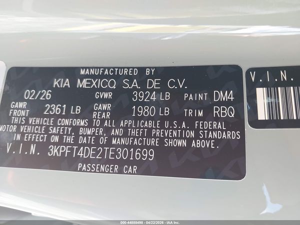2026 KIA K4 LXS