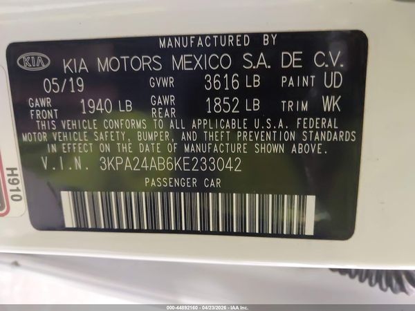 2019 KIA RIO S