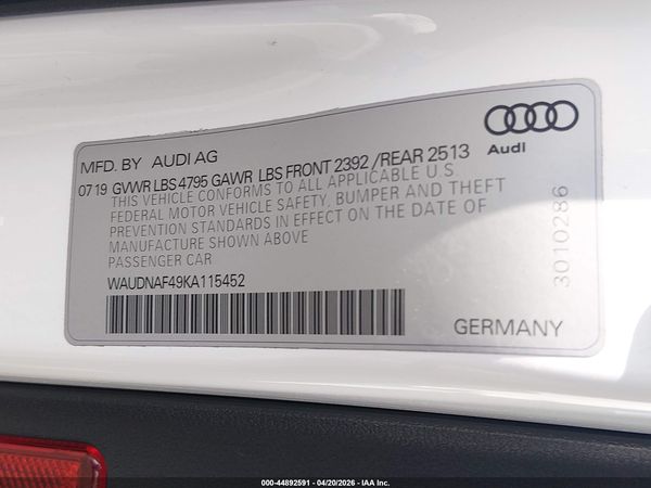 2019 AUDI A4 45 PREMIUM
