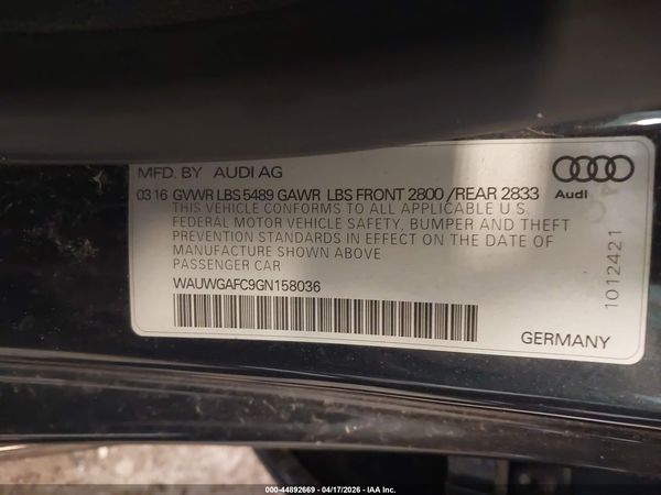2016 AUDI A7 3.0T PREMIUM PLUS