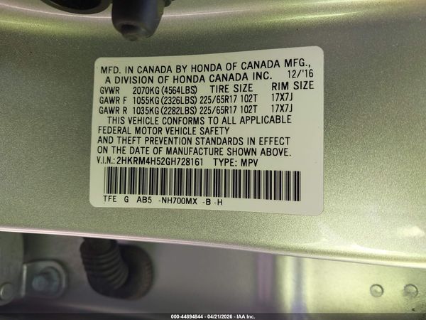 2016 HONDA CR-V EX