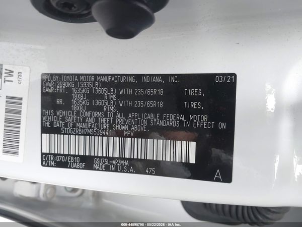 2021 TOYOTA HIGHLANDER XLE