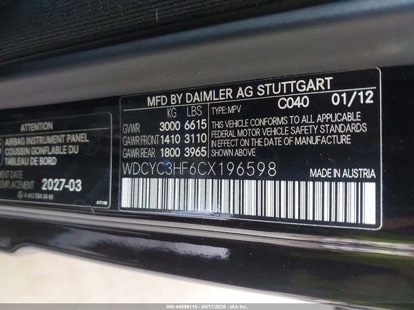 2012 MERCEDES-BENZ G 550