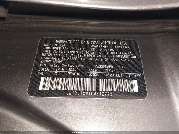 2020 NISSAN ROGUE SPORT S AWD XTRONIC CVT — I9