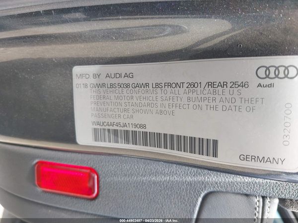 2018 AUDI S4 3.0T PREMIUM PLUS