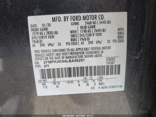 2020 FORD EDGE TITANIUM — I9