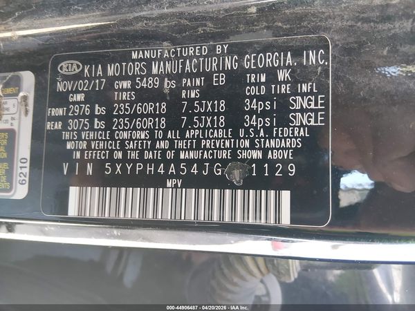 2018 KIA SORENTO 3.3L EX