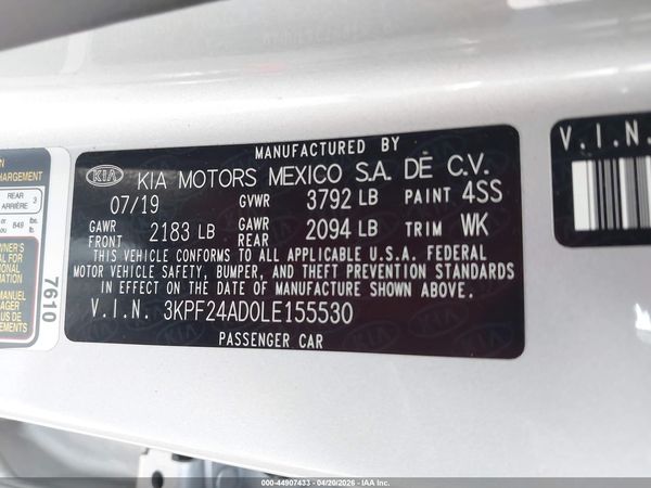 2020 KIA FORTE LXS